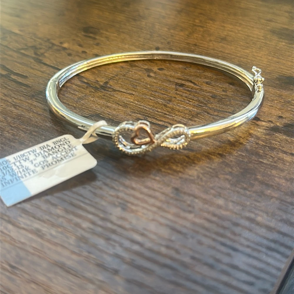 Gold and Silver Minimalist Bracelet with Diamonds